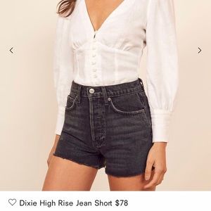Reformation Black Dixie Jean Shorts- Size 30 NWT